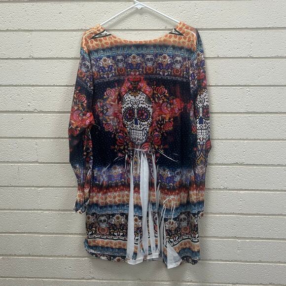 One World Y2K Skull Multicolor Top size XXXL - Picture 2 of 9